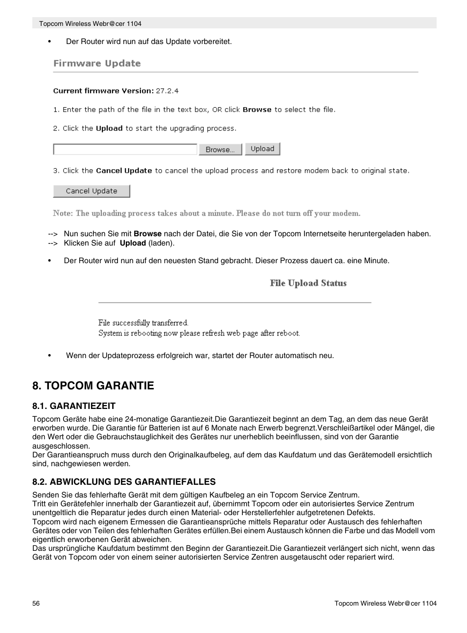 Topcom garantie | Topcom Wireless Webracer 1104 User Manual | Page 56 / 144