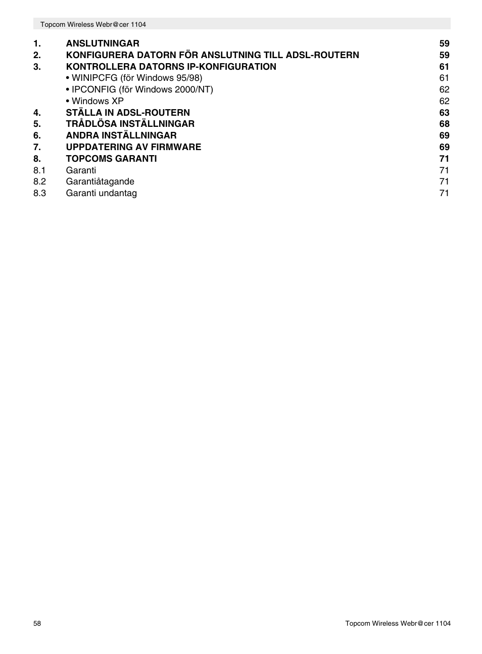 Topcom Wireless Webracer 1104 User Manual | Page 58 / 144