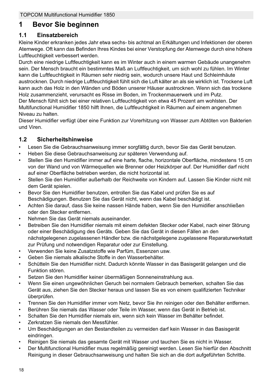 1bevor sie beginnen | Topcom 1850 User Manual | Page 18 / 92