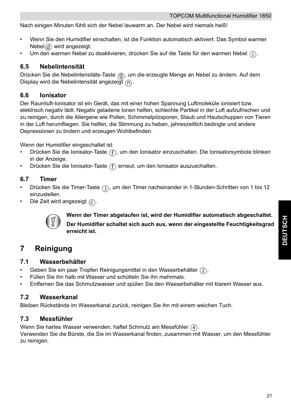 7reinigung | Topcom 1850 User Manual | Page 21 / 92