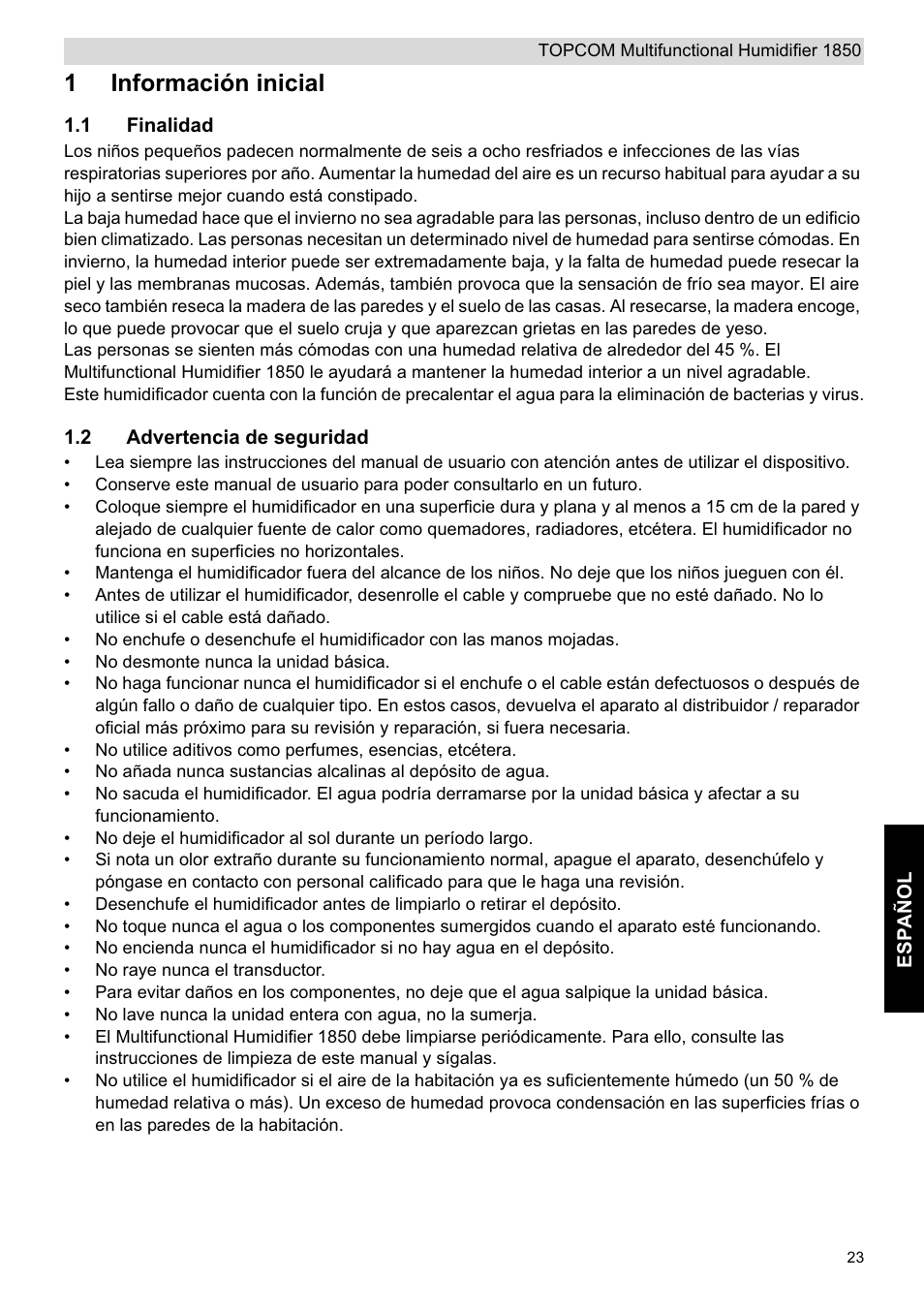 1información inicial | Topcom 1850 User Manual | Page 23 / 92