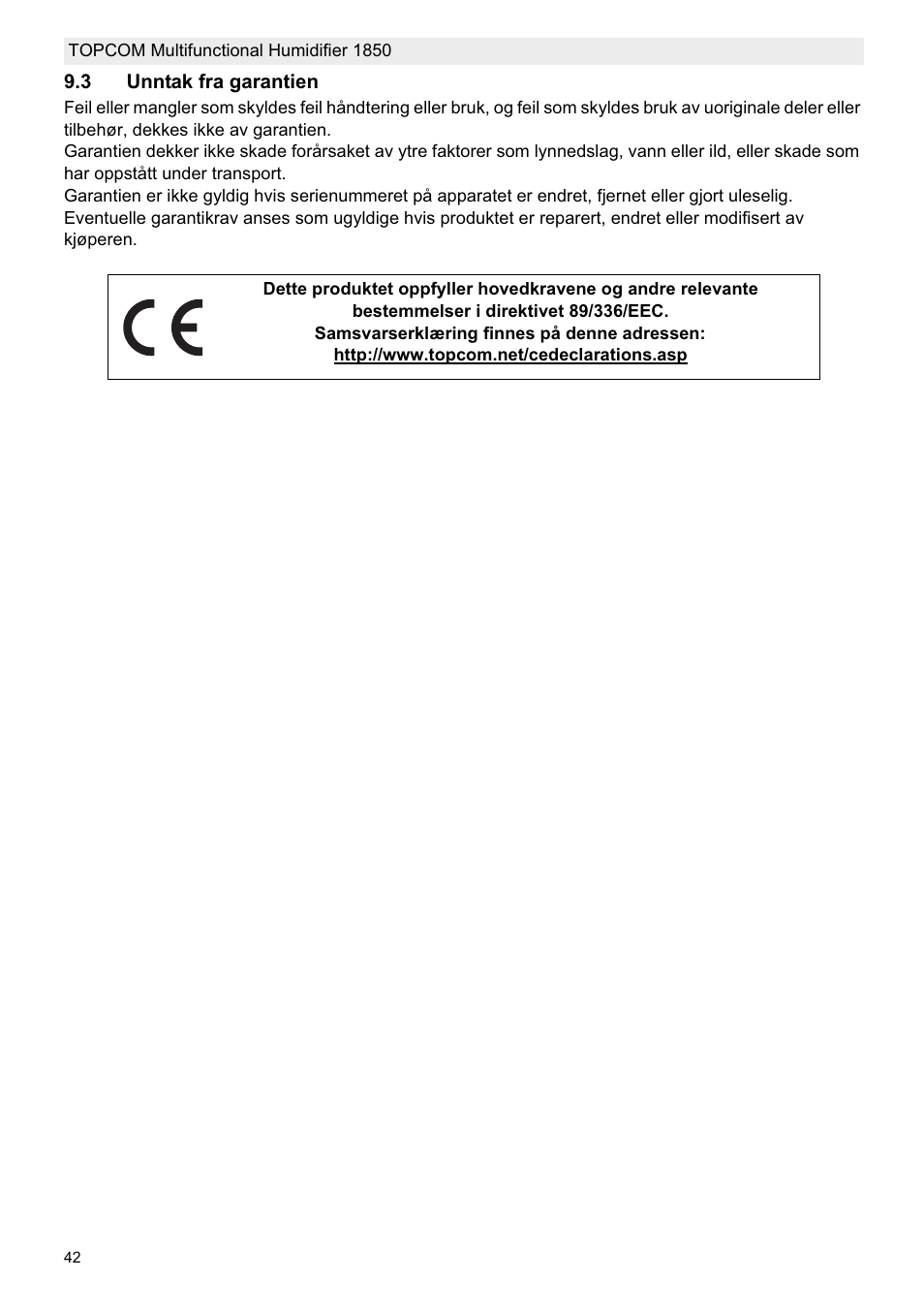 Topcom 1850 User Manual | Page 42 / 92