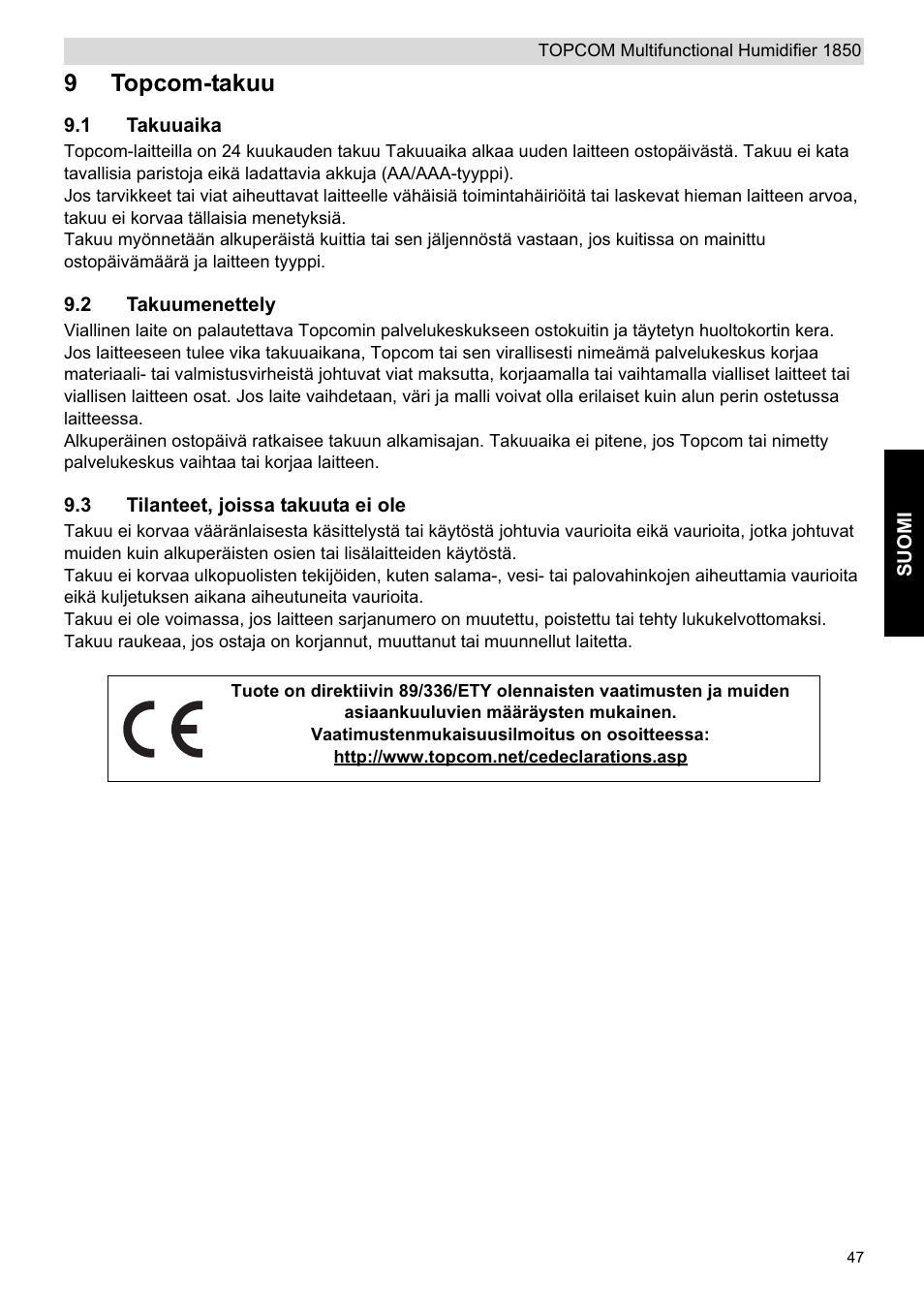 9topcom-takuu | Topcom 1850 User Manual | Page 47 / 92