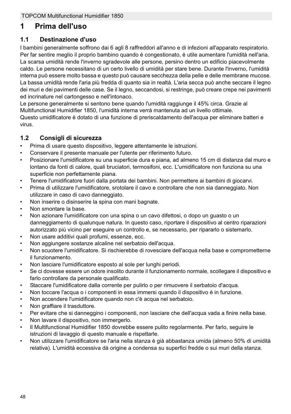 1prima dell'uso | Topcom 1850 User Manual | Page 48 / 92