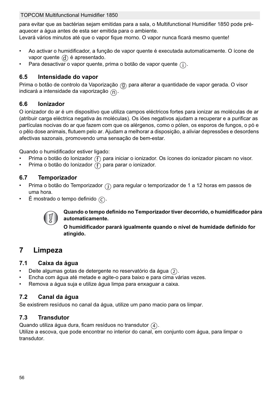 7limpeza | Topcom 1850 User Manual | Page 56 / 92