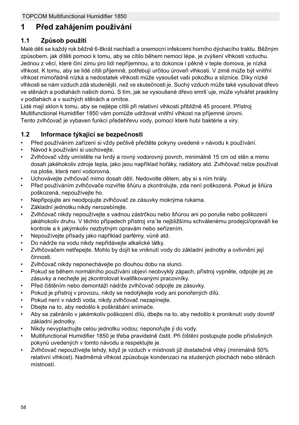 1pĝed zahájením používání | Topcom 1850 User Manual | Page 58 / 92