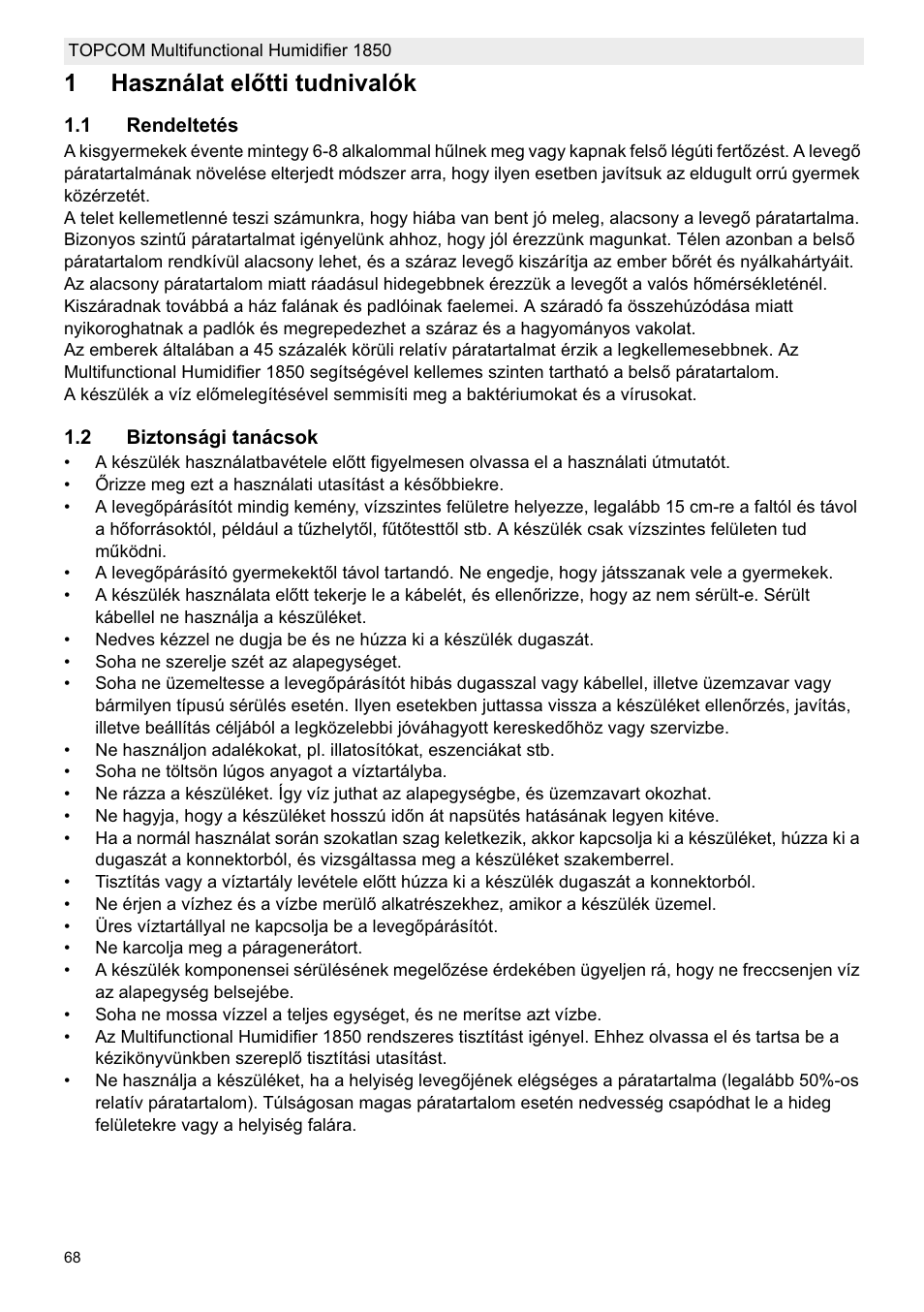 1használat elętti tudnivalók | Topcom 1850 User Manual | Page 68 / 92