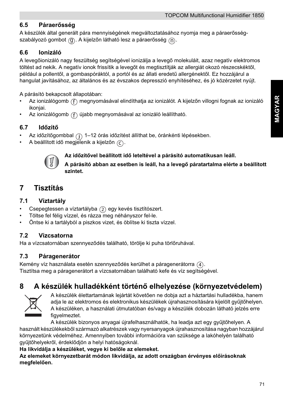 7tisztítás | Topcom 1850 User Manual | Page 71 / 92