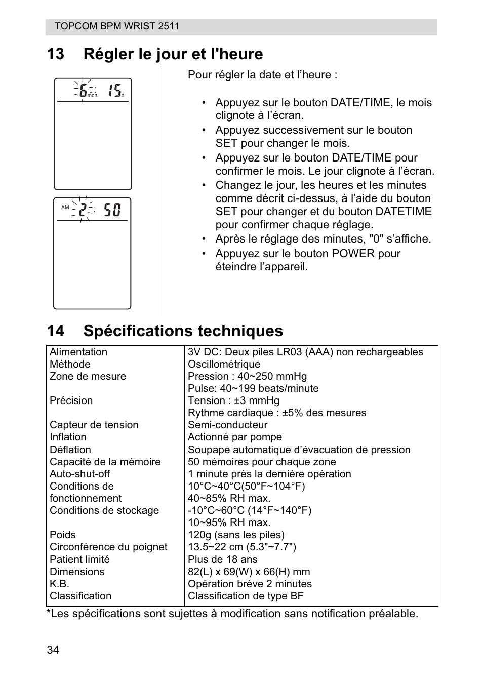 Topcom BPM WRIST 2511 User Manual | Page 34 / 104