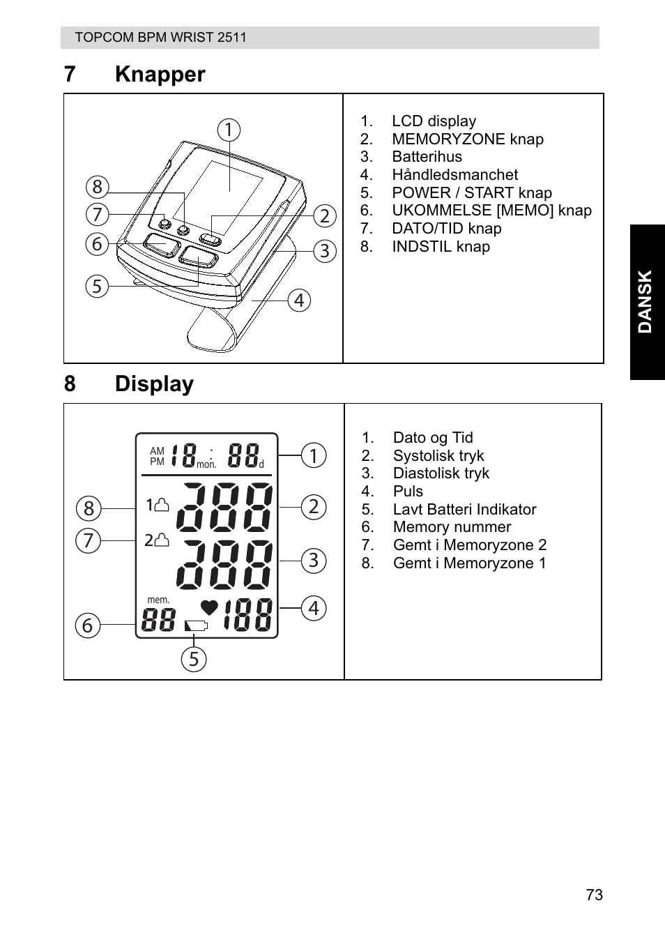7knapper 8 display | Topcom BPM WRIST 2511 User Manual | Page 73 / 104