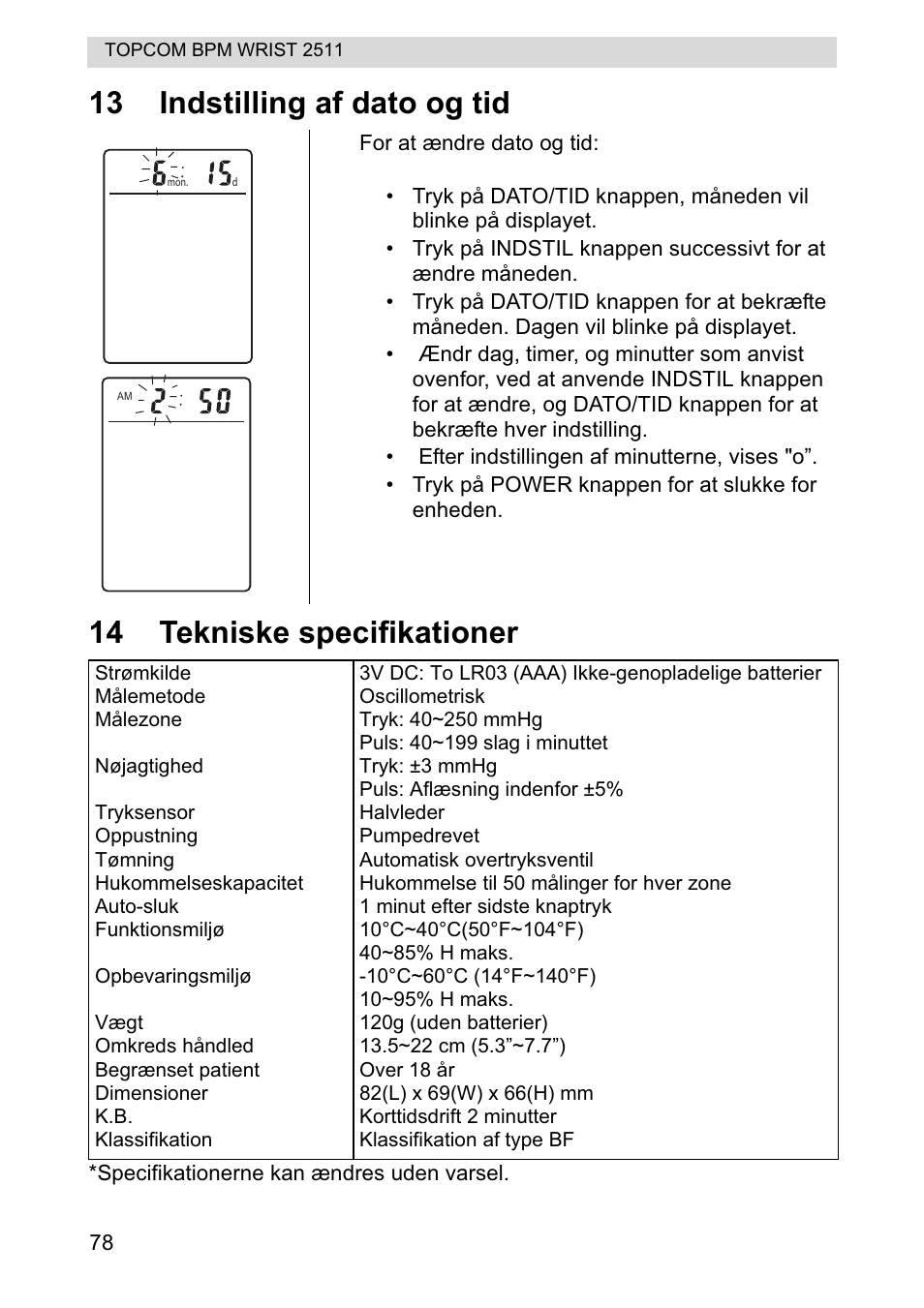 Topcom BPM WRIST 2511 User Manual | Page 78 / 104