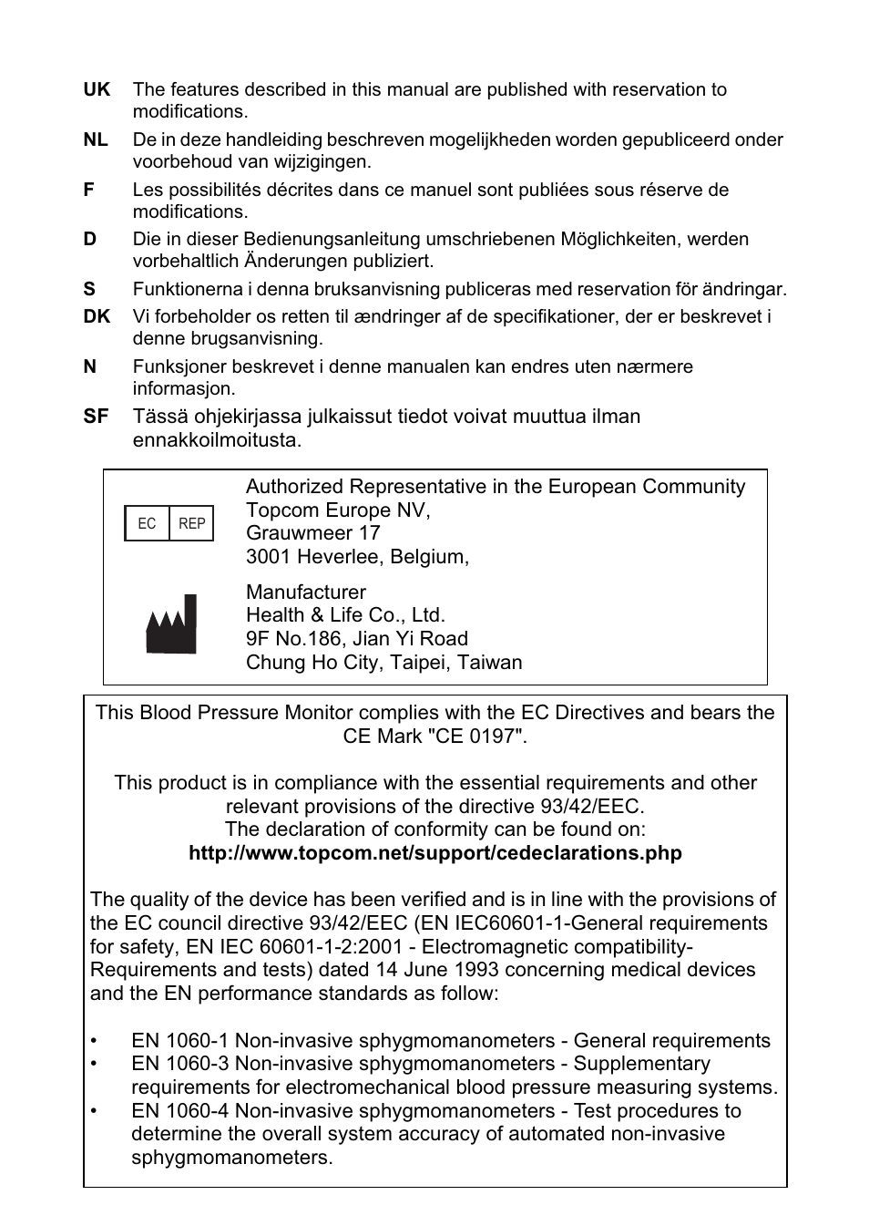 Topcom BPM Wrist 7500 User Manual | Page 2 / 88