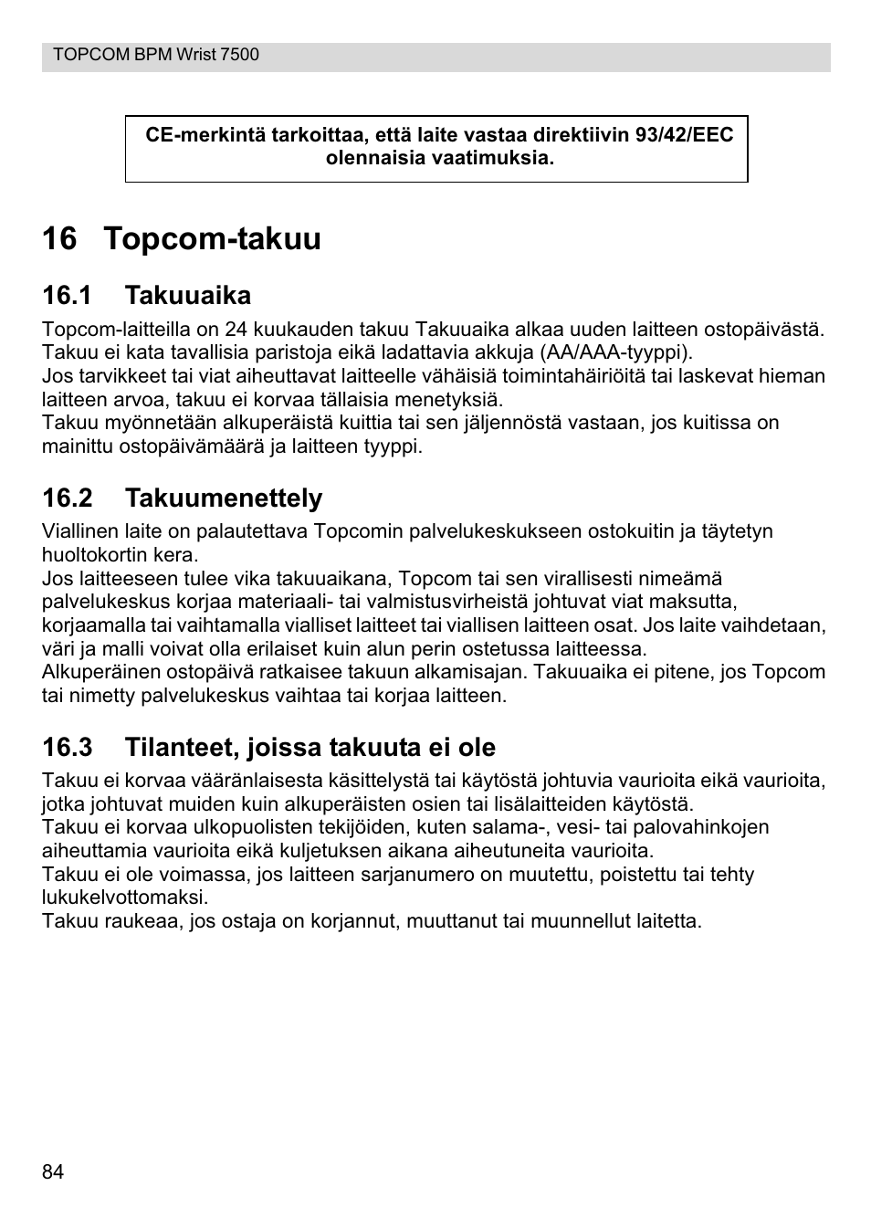 16 topcom-takuu | Topcom BPM Wrist 7500 User Manual | Page 84 / 88