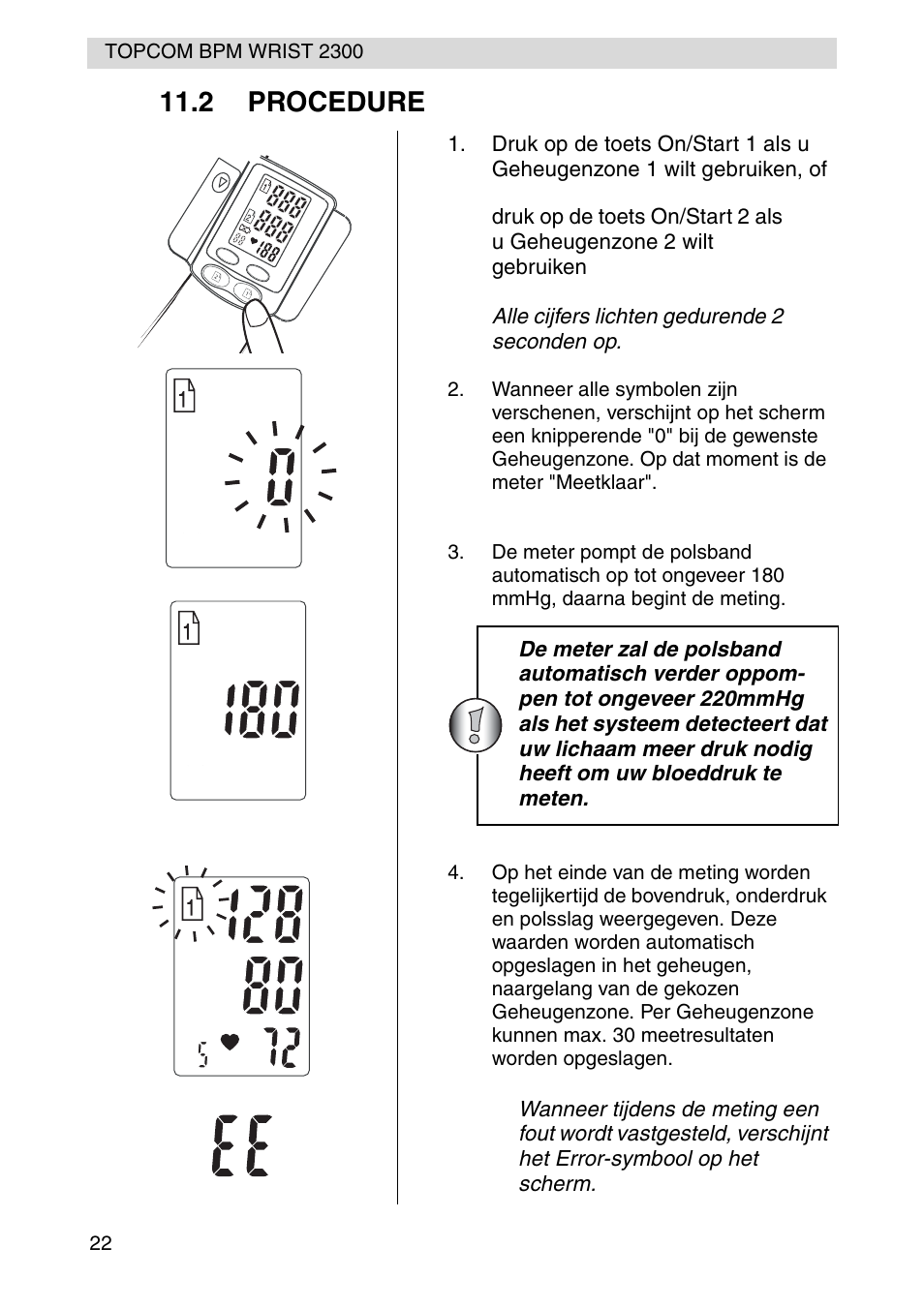 2 procedure | Topcom BPM WRIST 2300 User Manual | Page 22 / 92