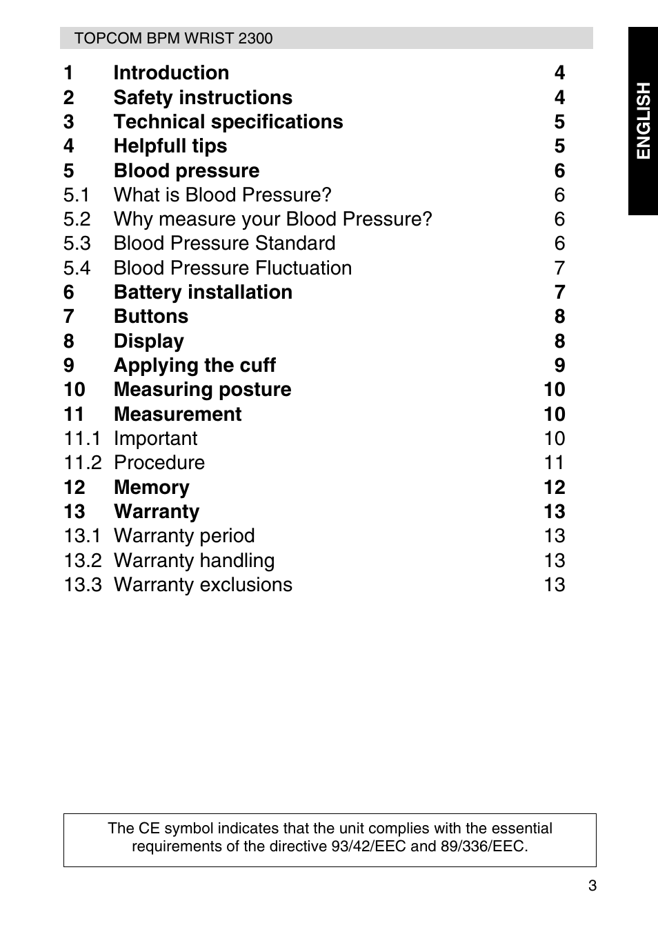 Topcom BPM WRIST 2300 User Manual | Page 3 / 92