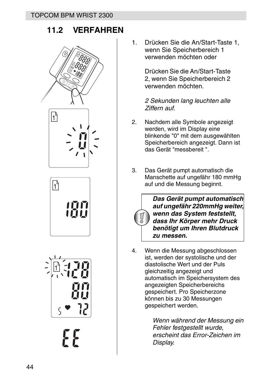 2 verfahren | Topcom BPM WRIST 2300 User Manual | Page 44 / 92