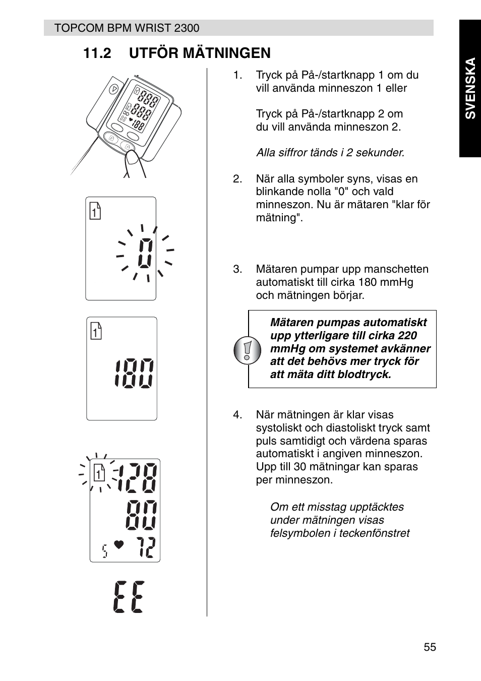 2 utför mätningen | Topcom BPM WRIST 2300 User Manual | Page 55 / 92