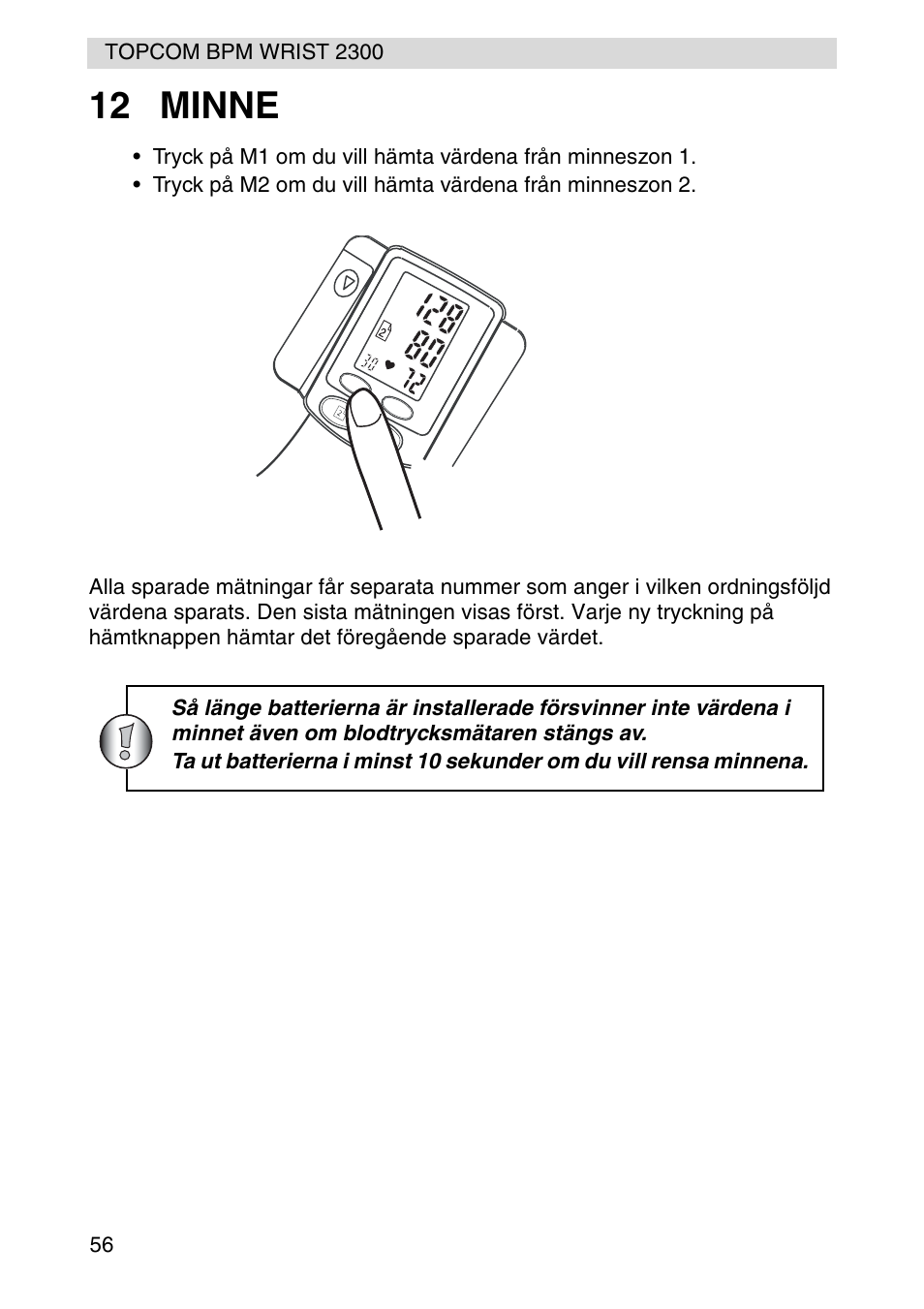 12 minne | Topcom BPM WRIST 2300 User Manual | Page 56 / 92