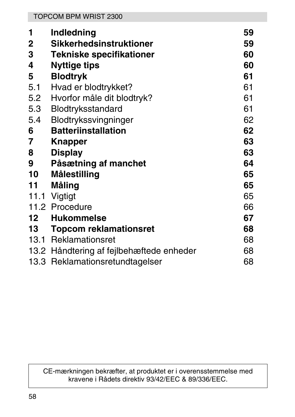 Topcom BPM WRIST 2300 User Manual | Page 58 / 92