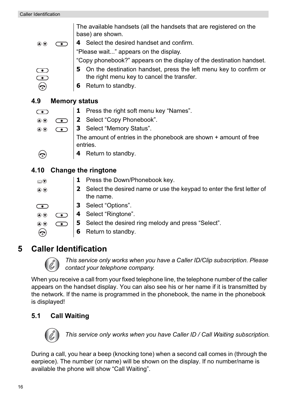 5caller identification | Topcom ORBIT User Manual | Page 16 / 40