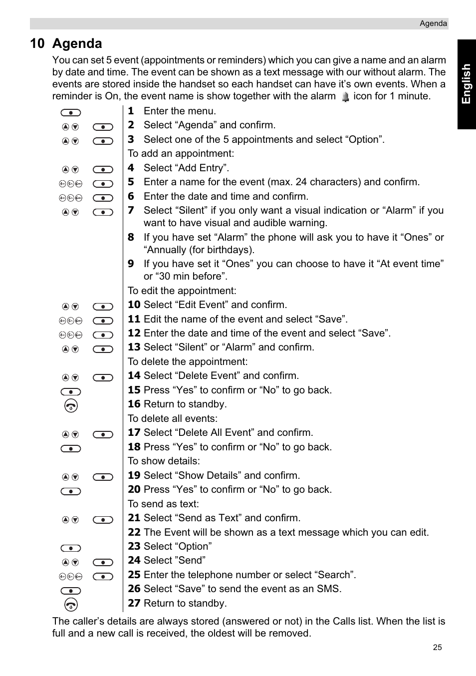10 agenda | Topcom ORBIT User Manual | Page 25 / 40