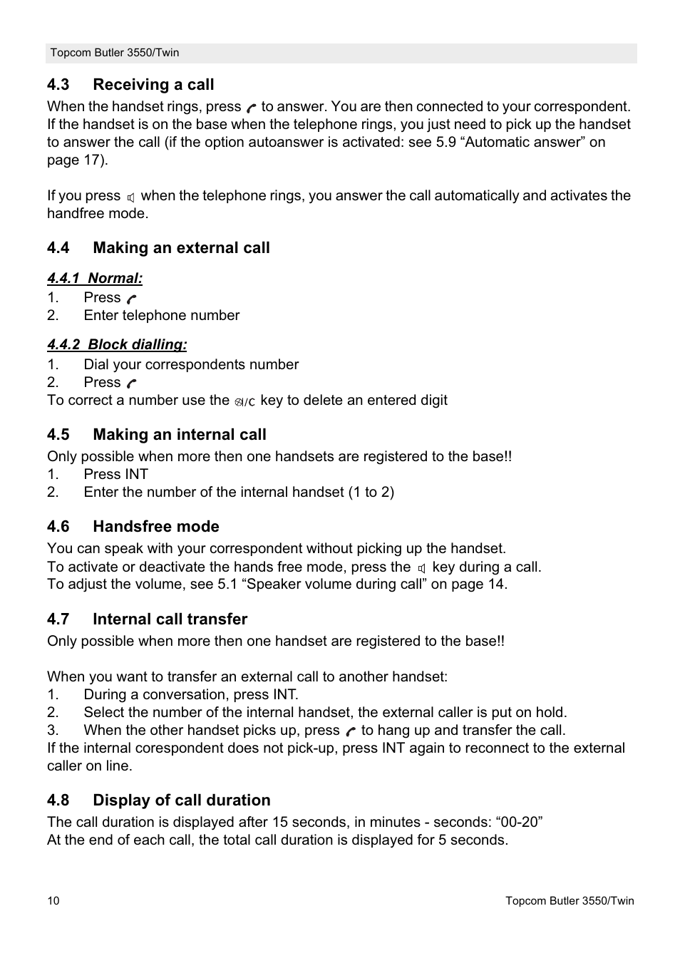 Topcom Butler 3550/Twin User Manual | Page 10 / 32