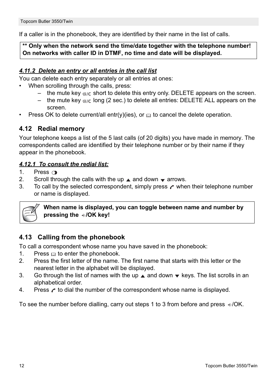 Topcom Butler 3550/Twin User Manual | Page 12 / 32