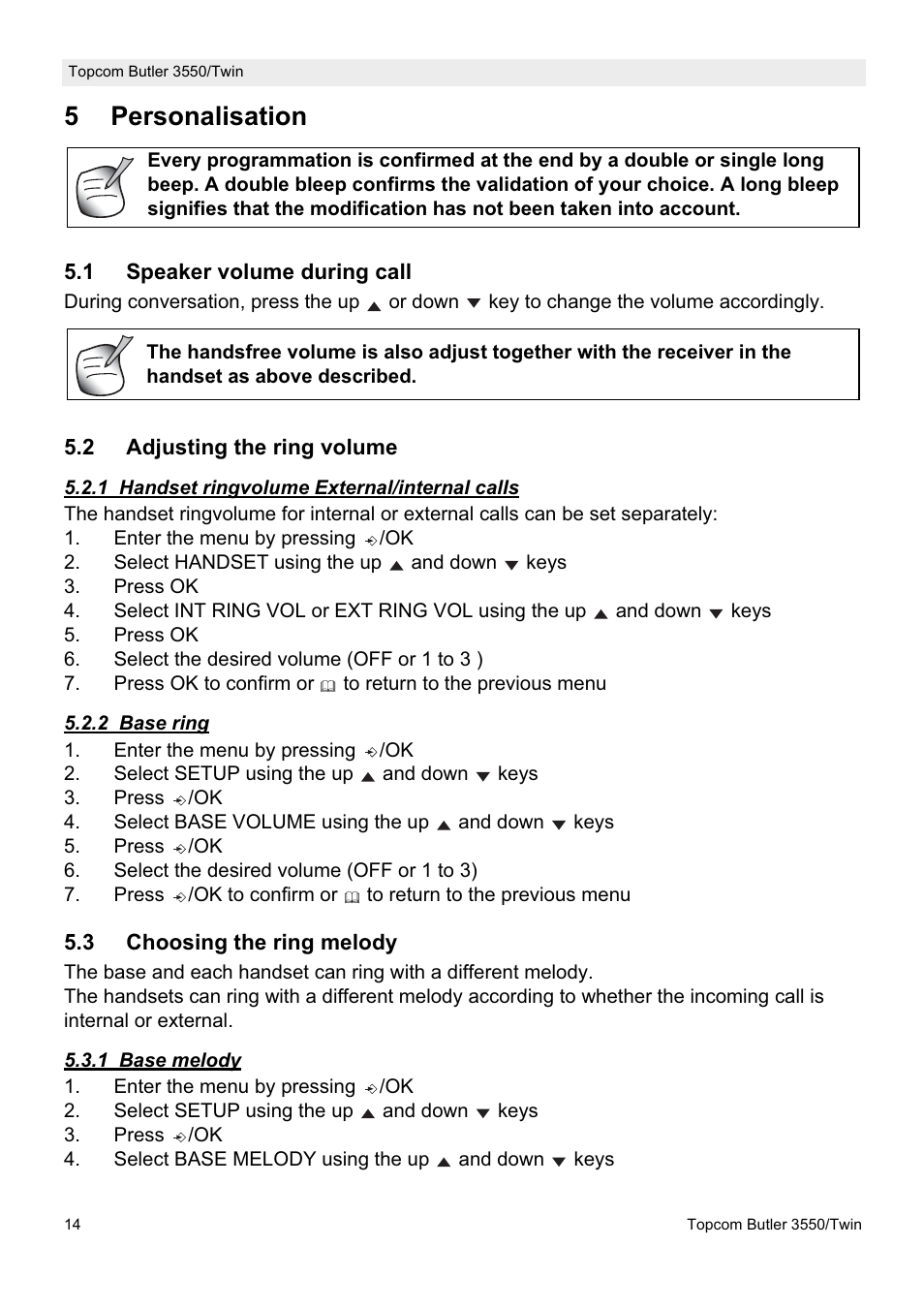 5personalisation | Topcom Butler 3550/Twin User Manual | Page 14 / 32