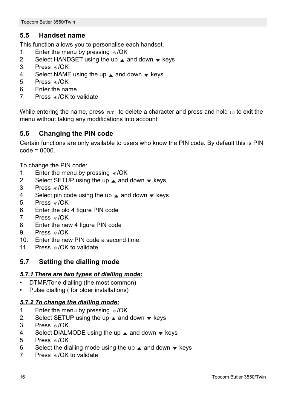 Topcom Butler 3550/Twin User Manual | Page 16 / 32