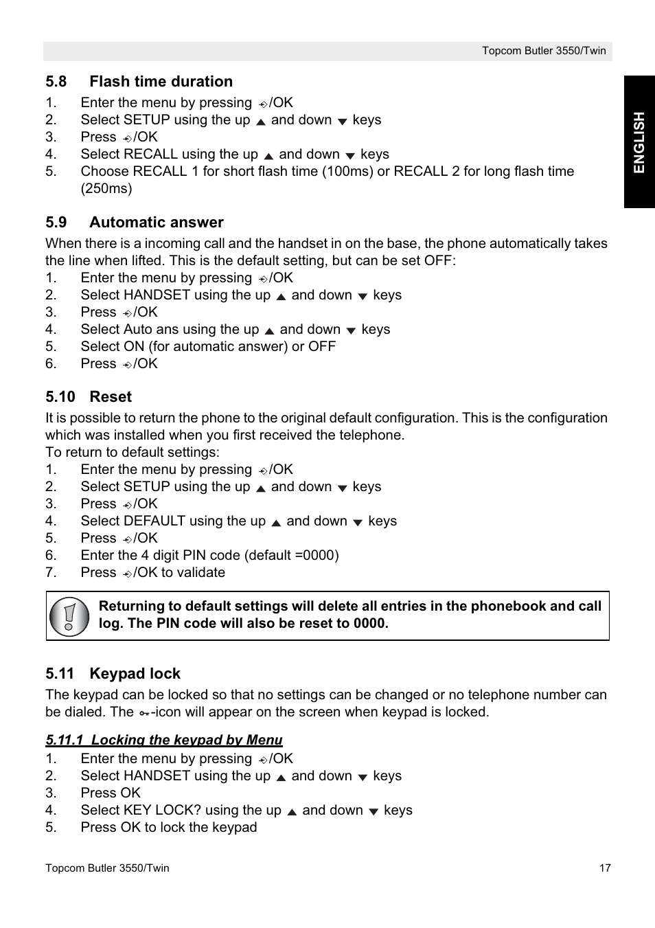 Topcom Butler 3550/Twin User Manual | Page 17 / 32