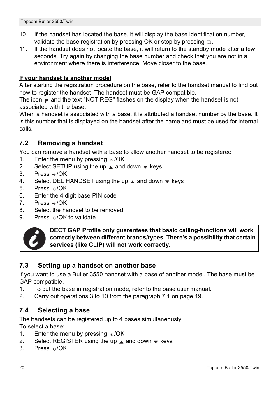 Topcom Butler 3550/Twin User Manual | Page 20 / 32
