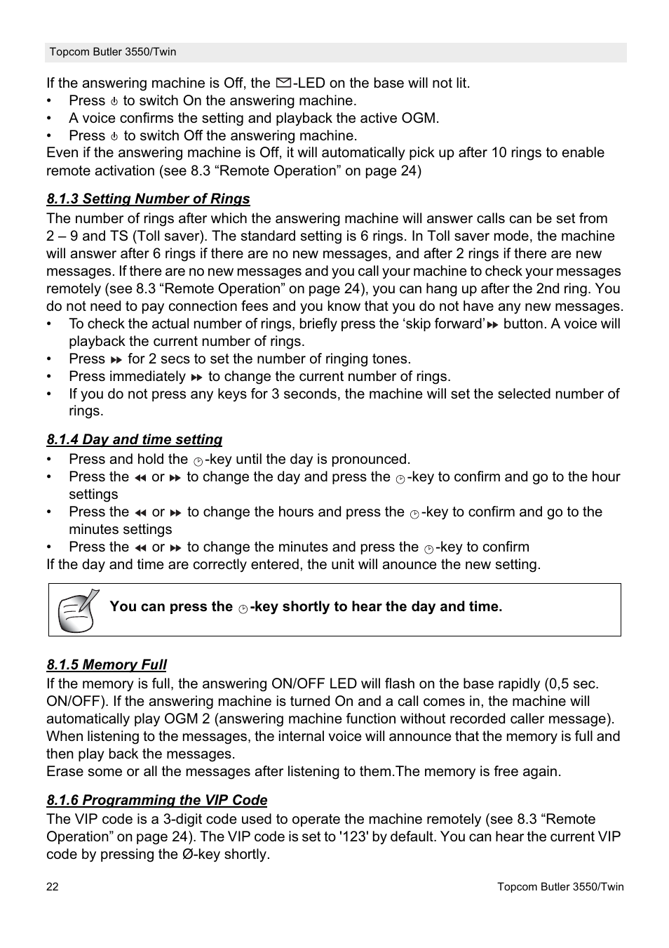 Topcom Butler 3550/Twin User Manual | Page 22 / 32