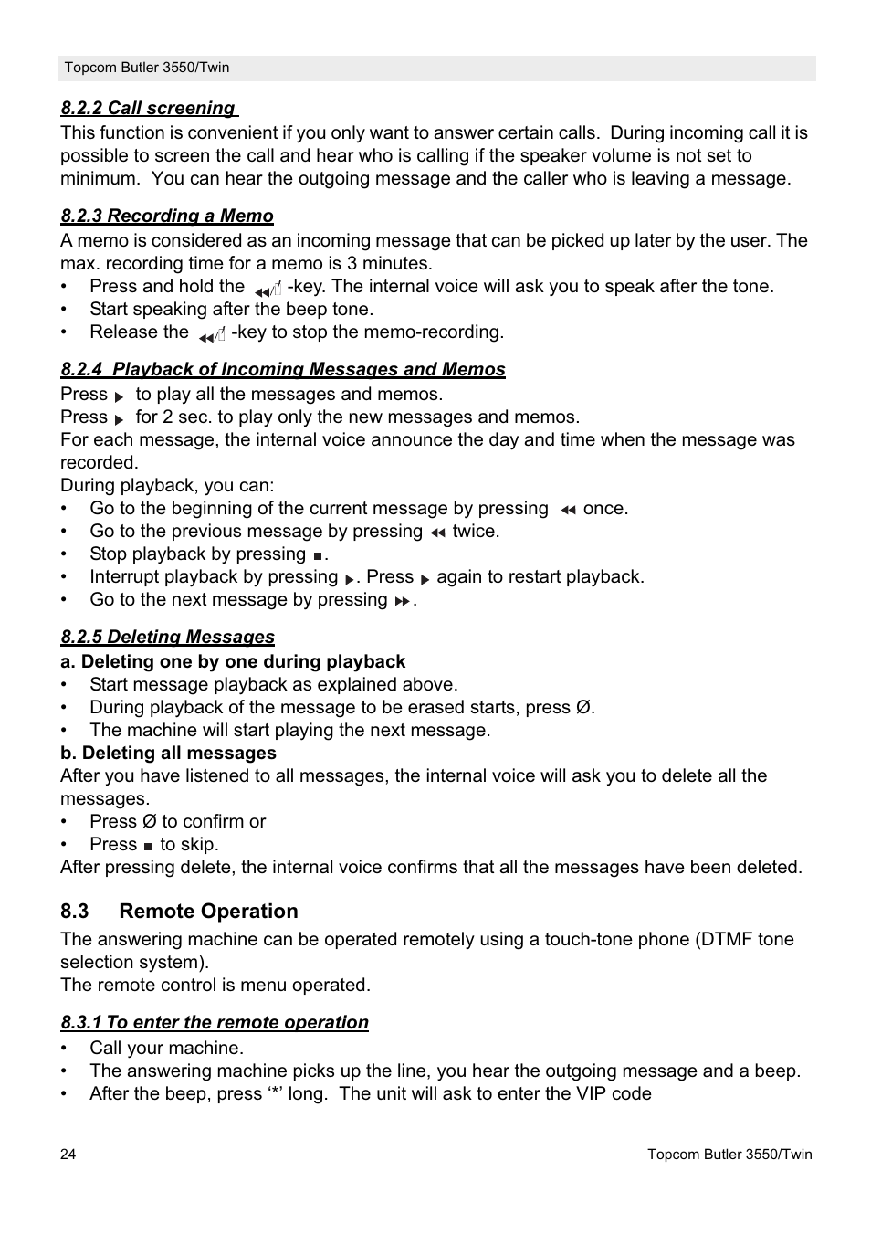 Topcom Butler 3550/Twin User Manual | Page 24 / 32