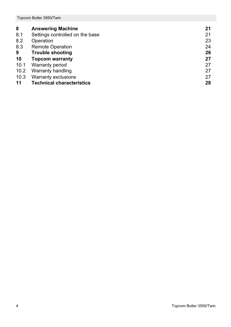 Topcom Butler 3550/Twin User Manual | Page 4 / 32