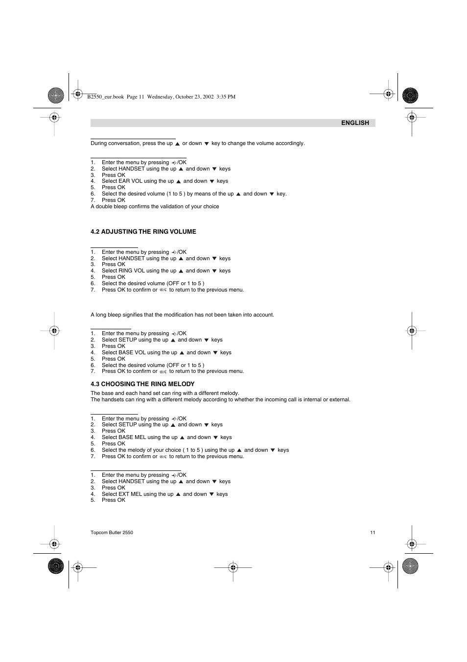 Topcom BUTLER 2550 User Manual | Page 11 / 92