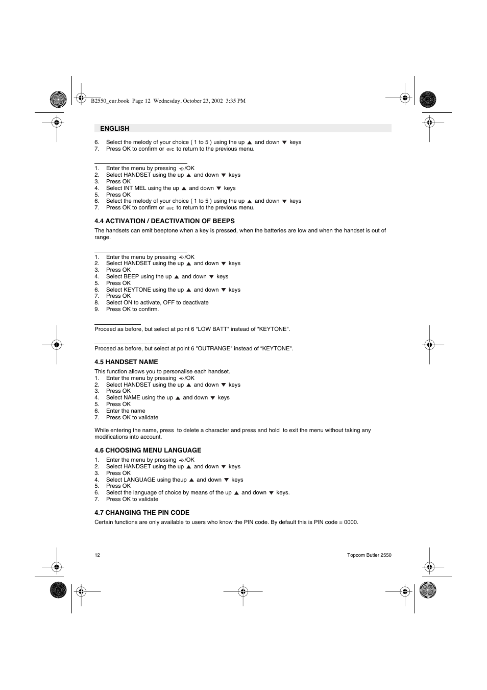 Topcom BUTLER 2550 User Manual | Page 12 / 92