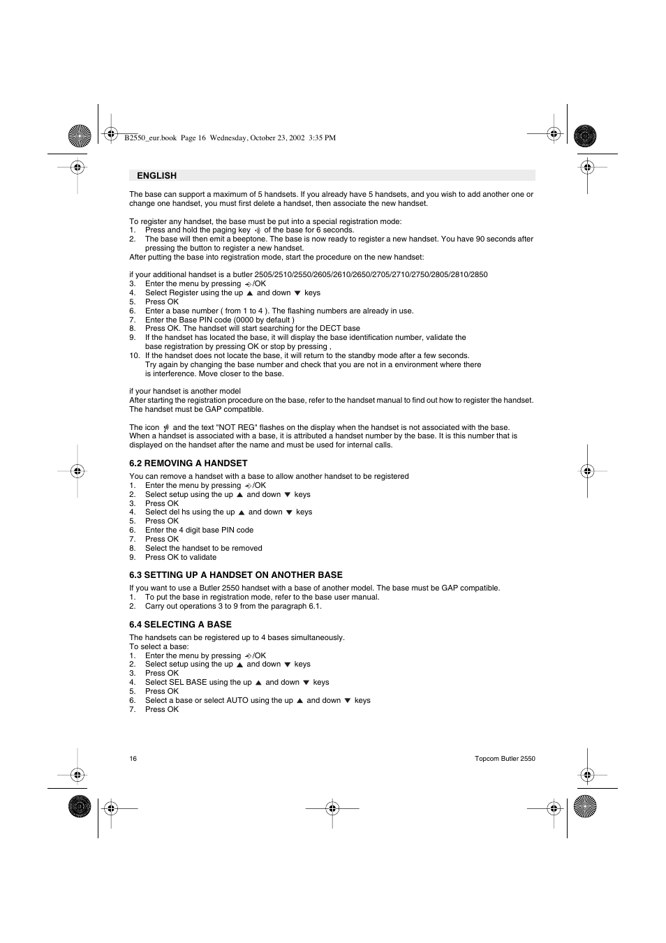 Topcom BUTLER 2550 User Manual | Page 16 / 92