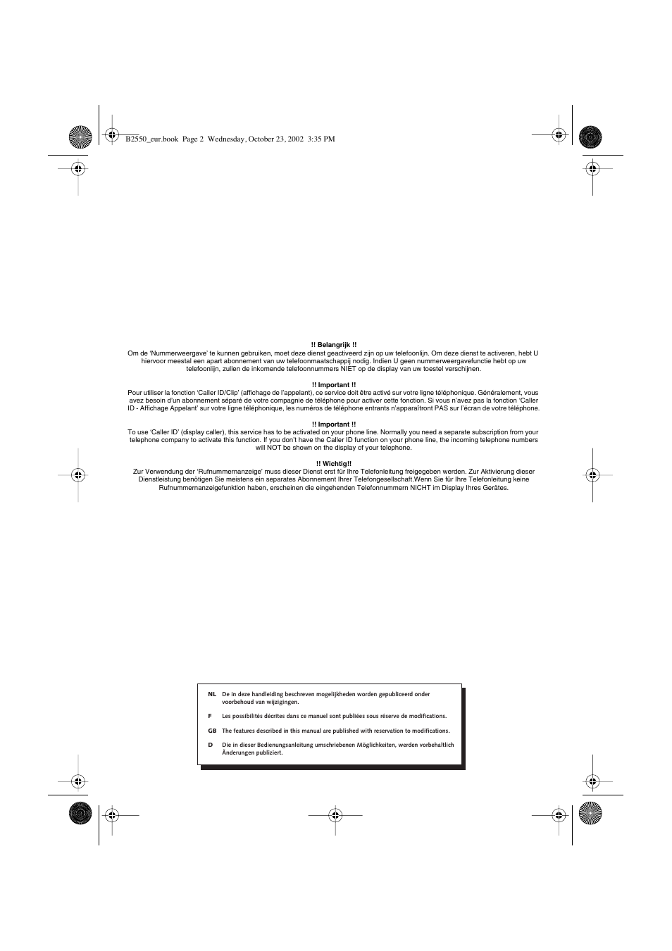 Topcom BUTLER 2550 User Manual | Page 2 / 92