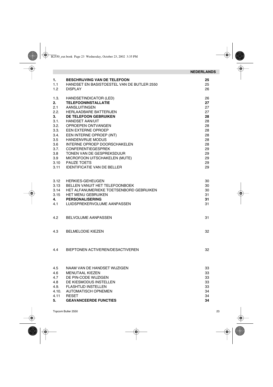 Topcom BUTLER 2550 User Manual | Page 23 / 92