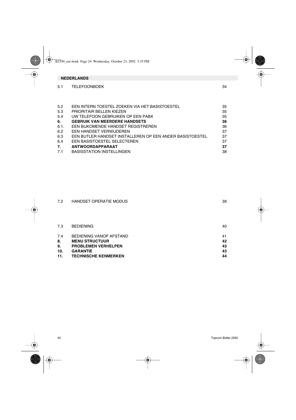 Topcom BUTLER 2550 User Manual | Page 24 / 92