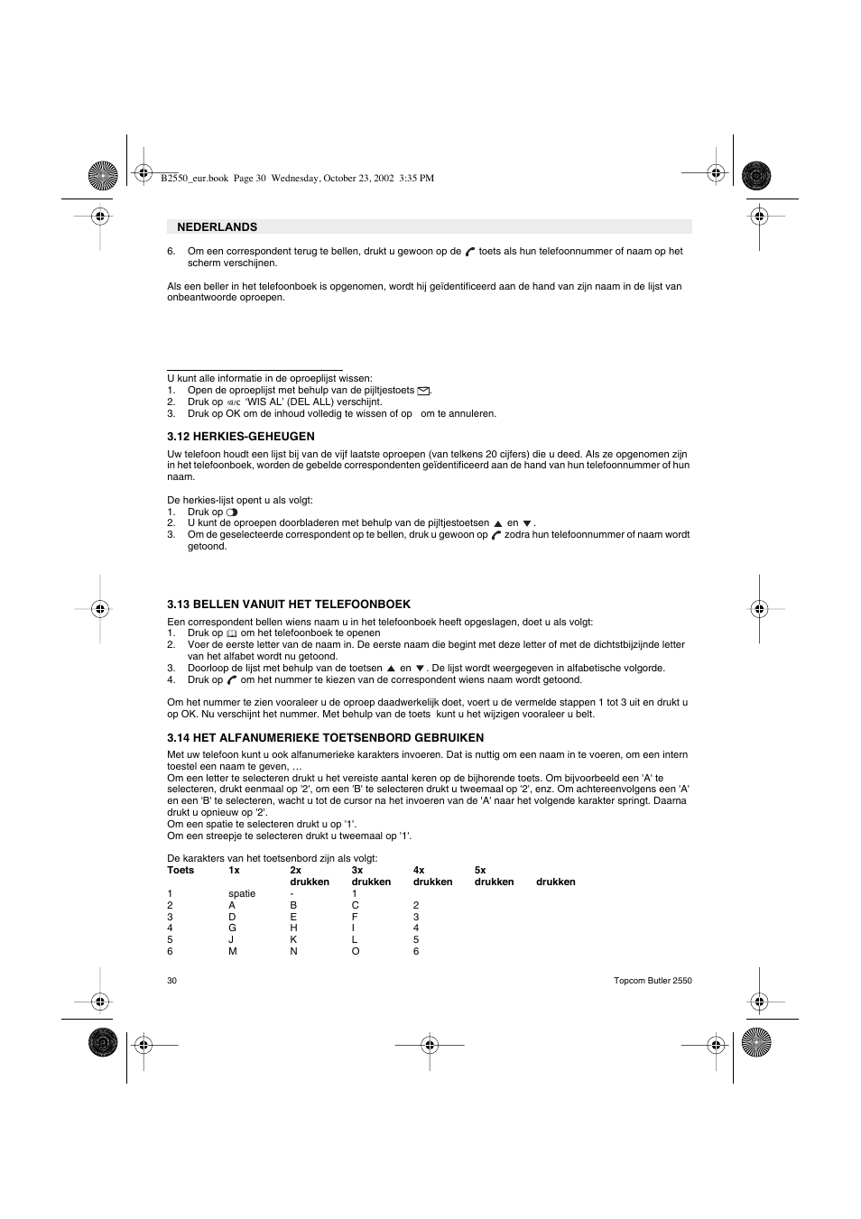 Topcom BUTLER 2550 User Manual | Page 30 / 92