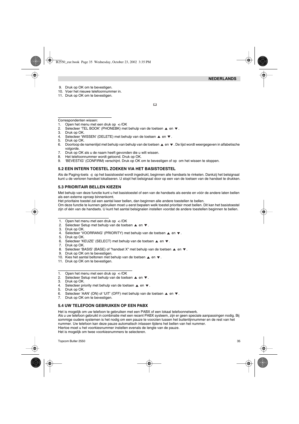 Topcom BUTLER 2550 User Manual | Page 35 / 92