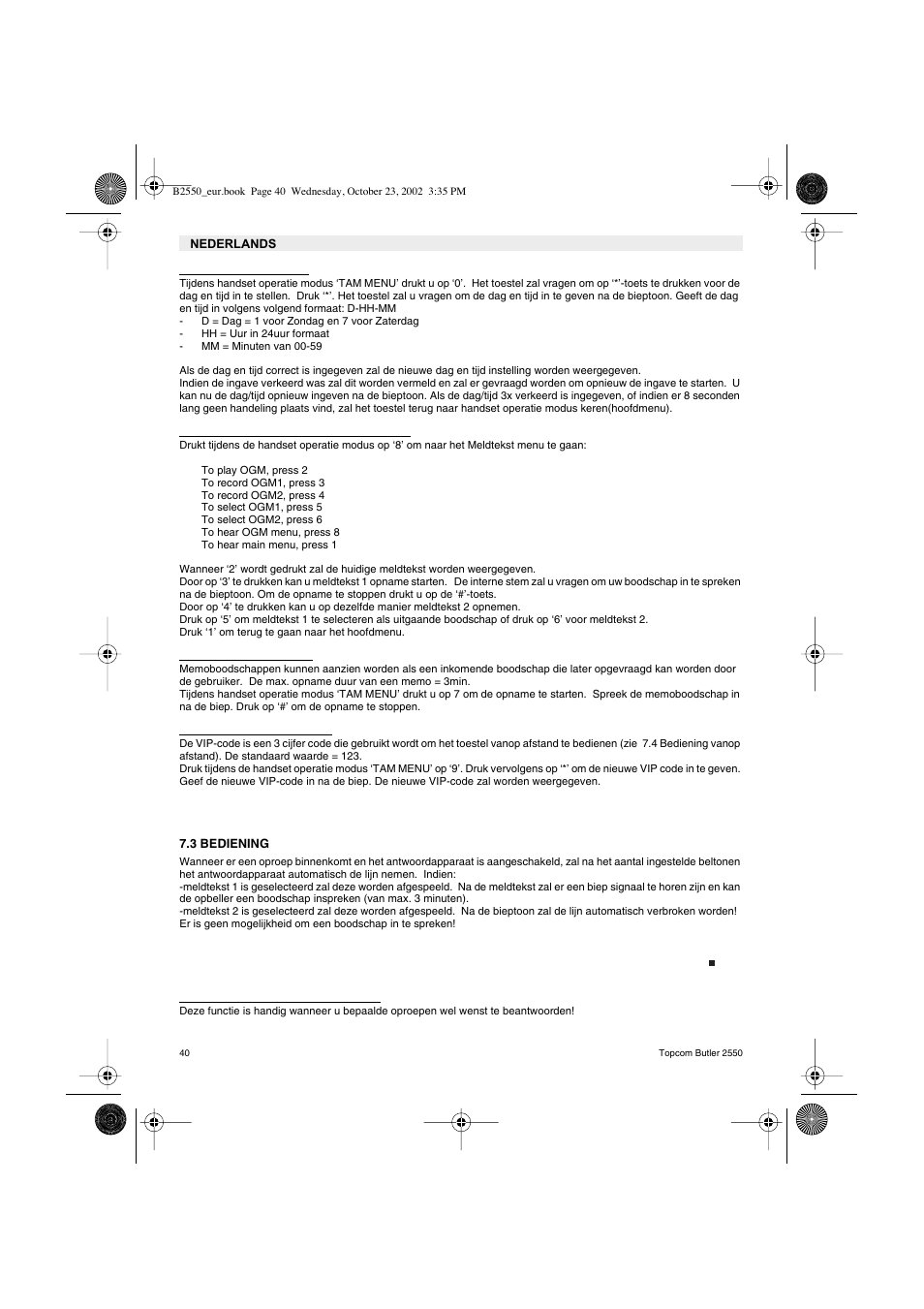 Topcom BUTLER 2550 User Manual | Page 40 / 92