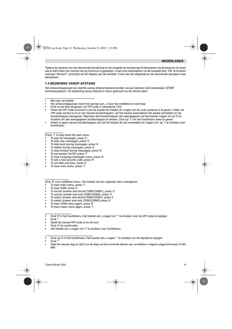 Topcom BUTLER 2550 User Manual | Page 41 / 92