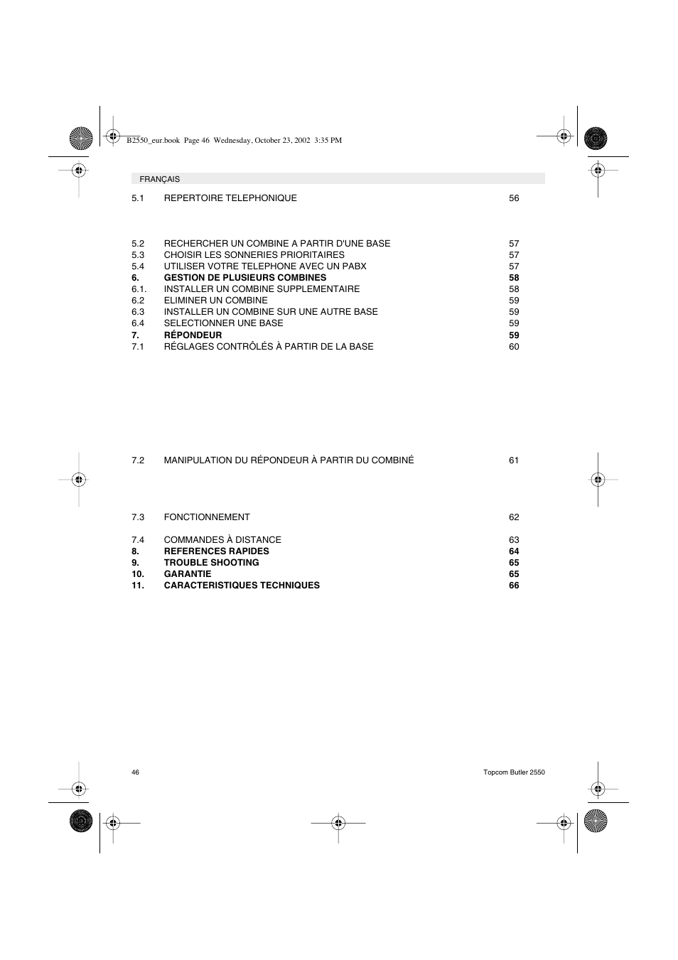 Topcom BUTLER 2550 User Manual | Page 46 / 92