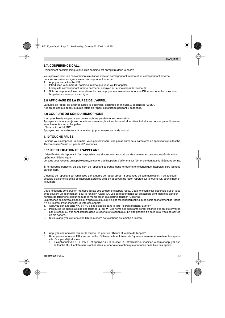 Topcom BUTLER 2550 User Manual | Page 51 / 92