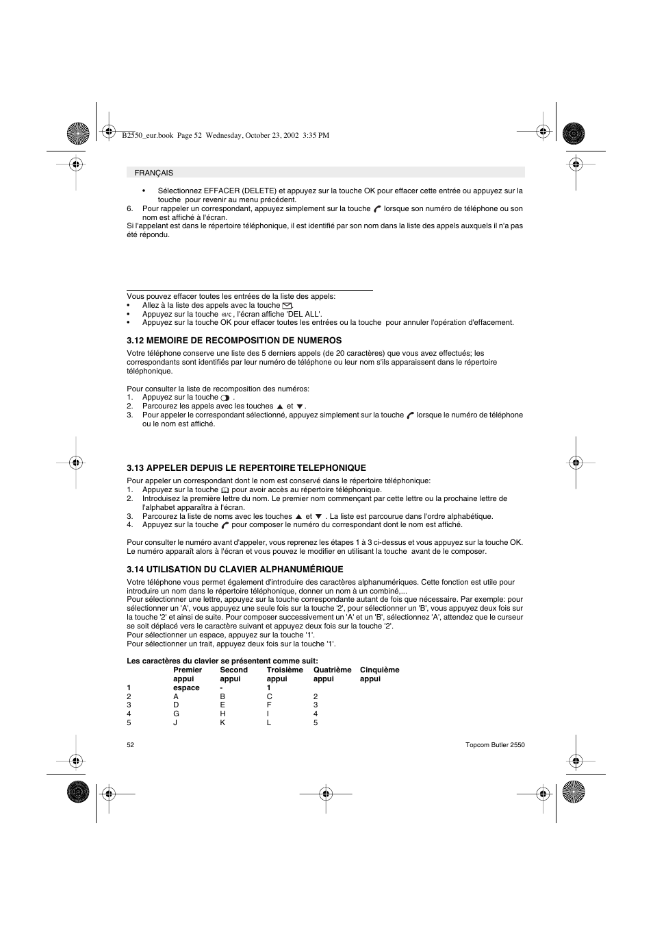 Topcom BUTLER 2550 User Manual | Page 52 / 92