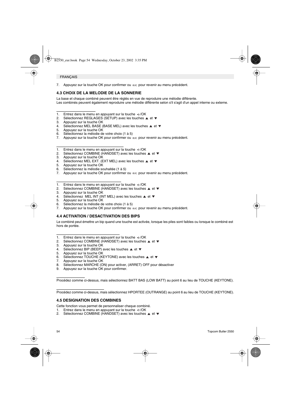 Topcom BUTLER 2550 User Manual | Page 54 / 92