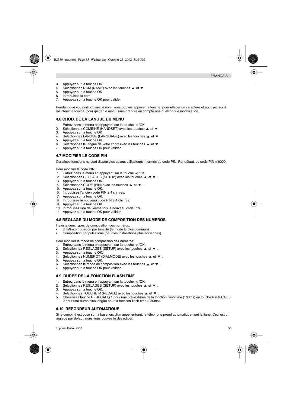 Topcom BUTLER 2550 User Manual | Page 55 / 92