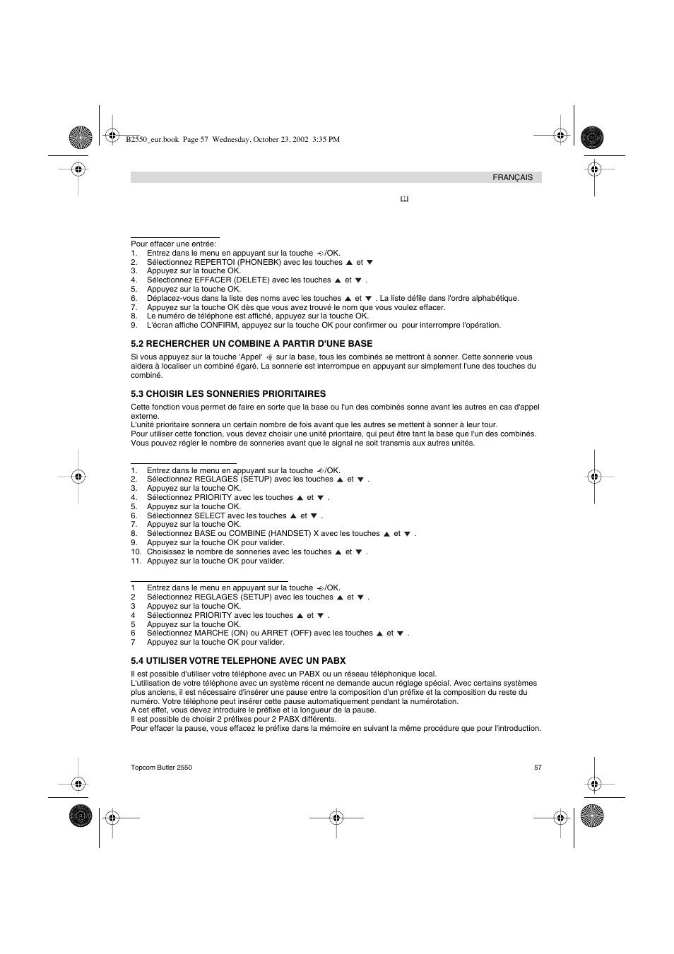 Topcom BUTLER 2550 User Manual | Page 57 / 92